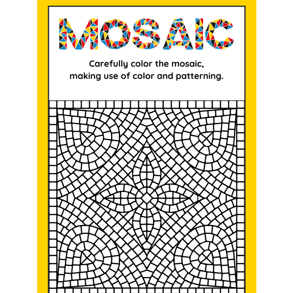 

Mosaic Coloring Visual Arts Worksheet in Colorful Lined Style