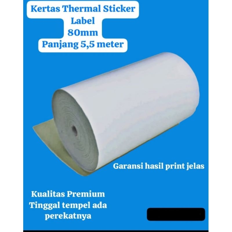 

KERTAS THERMAL LABEL STIKER 80MM PANJANG 5 METER COUNTINOUS 80 MM PREMIUM
