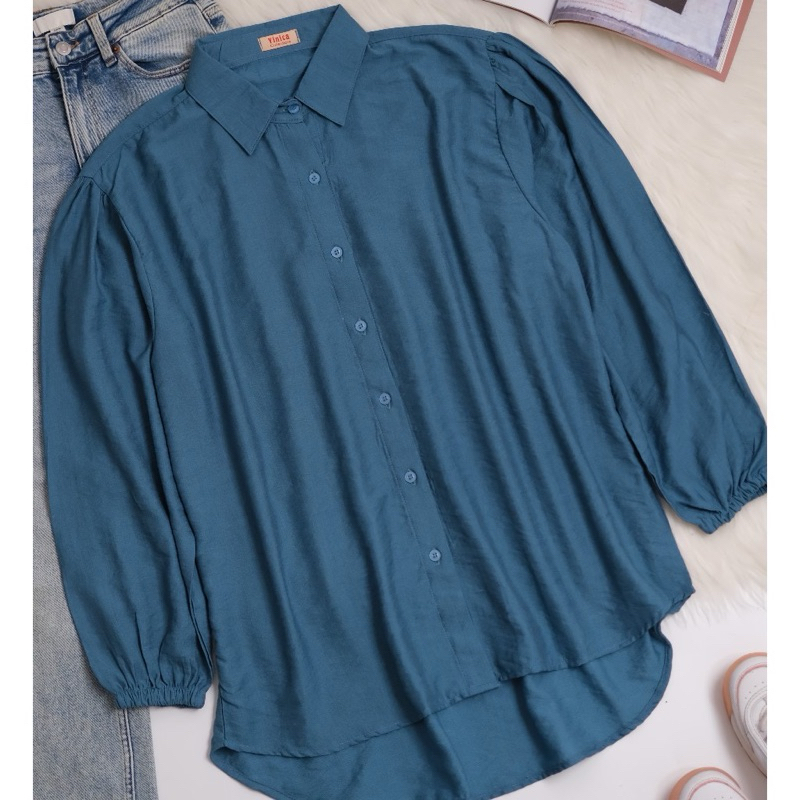 Blus Wanita Tangan Panjang Serut Crinkle Airflow / Atasan Wanita Kemeja Crinkle Oversize