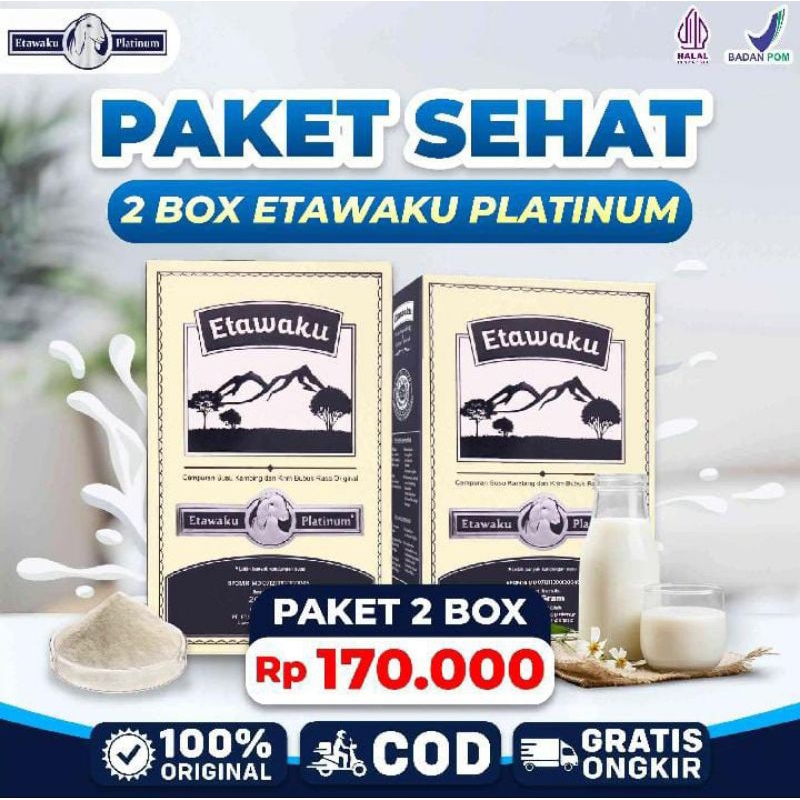 

Paket Hemat 2 Box - Etawaku Platinum - Susu Kambing Etawa Murni & Krimer Bubuk
