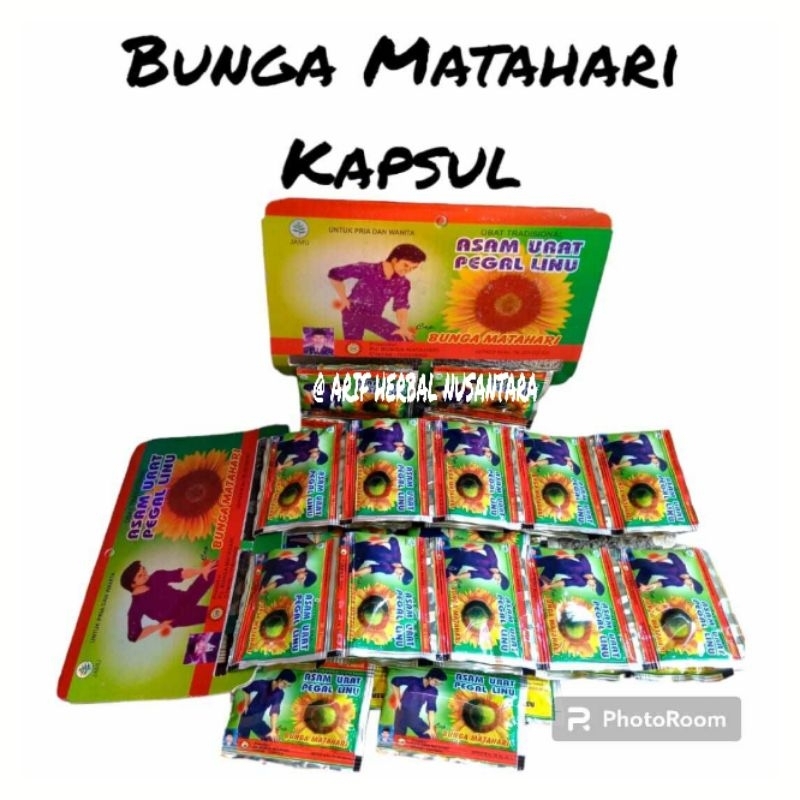 

Matahari | Kapsul Bunga Matahari Original 100% | Asam urat, Pegal Linu. Dll