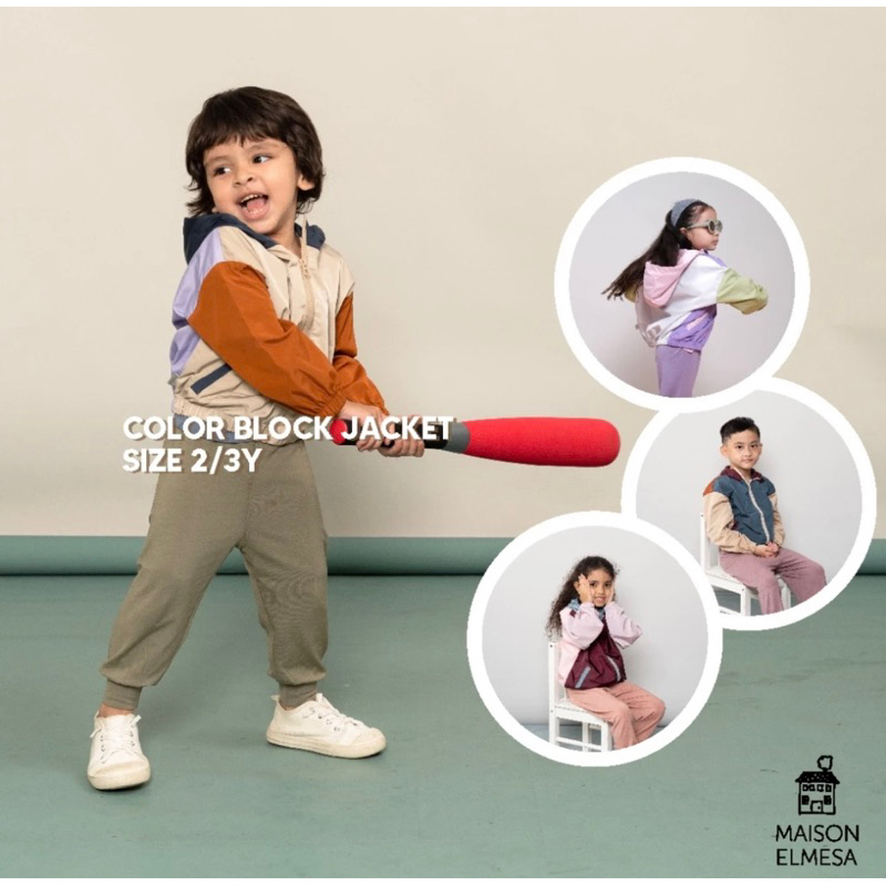 Maison Elmesa Jacket Color Block - Size 2/3Y - Jacket anak parasut