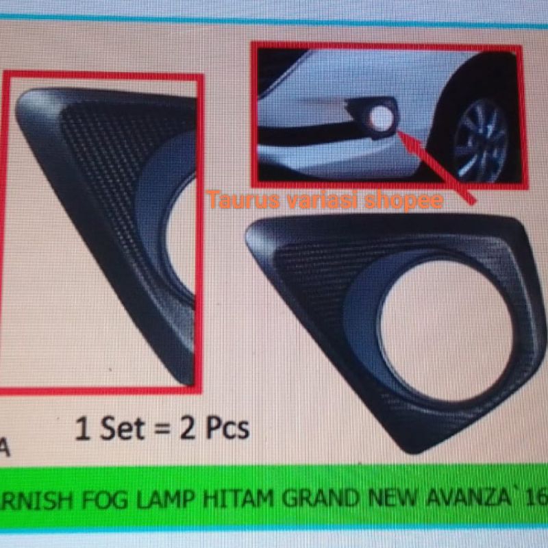 Garnish/Ring/Cover Foglamp/Lampu Bumper Depan Mobil Gran All New avanza 2016/2017/2018 Warna Hitam/C