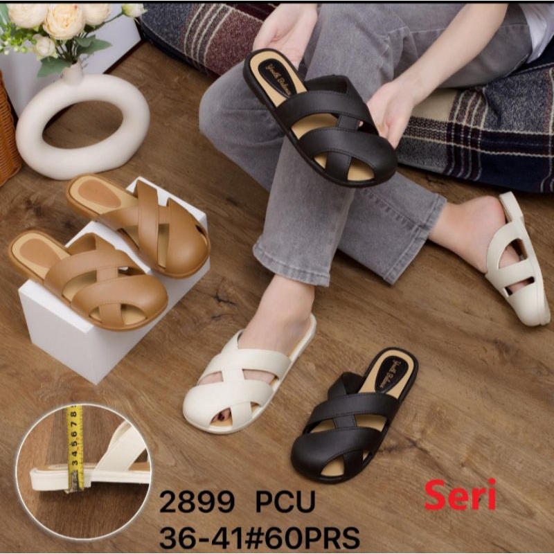 Sandal Slop Ketupat Karet Jelly Import Empuk elastis hak 2cm BALANCE 2899
