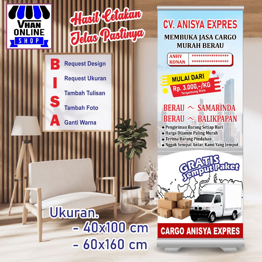 Custom Banner Spanduk MMT Pickup Cargo atau Mitra Ekspedisi Cargo