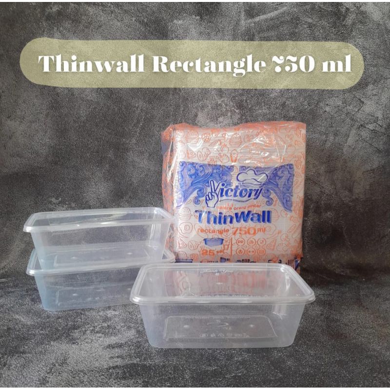 Thinwall rectangle 750ml Victory/Thinwall kotak 750ml Victory persegi panjang 25pcs