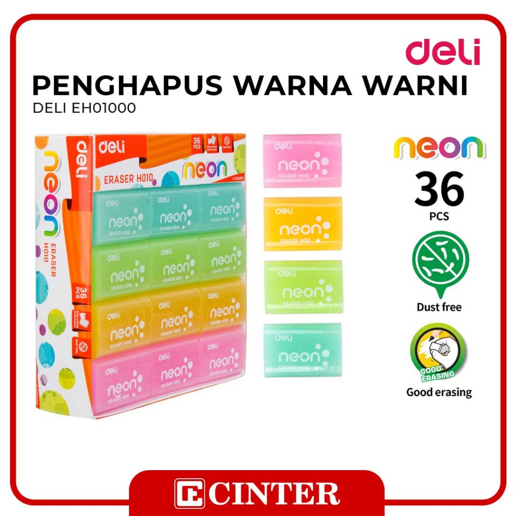 

DELI - PENGHAPUS / SETIP / KARET KOREKSI / ERASER WARNA NEON EH01000