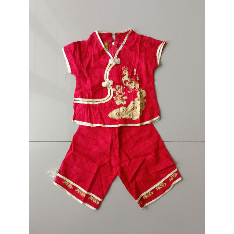 [size 12-18bln] Preloved setelan baju bayi cheongsam atasan celana merah Imlek sincia