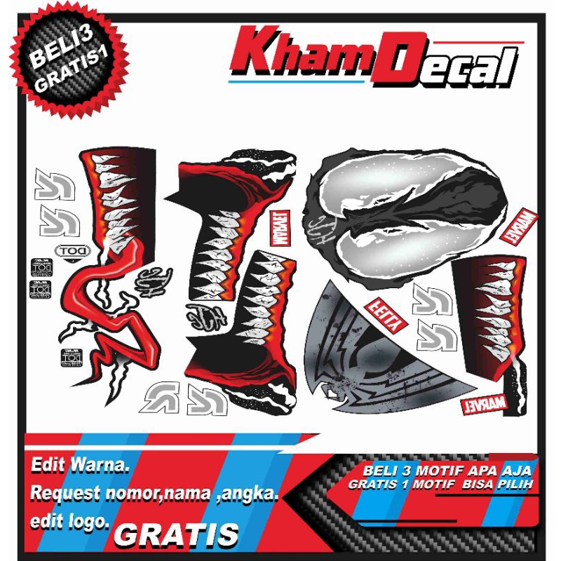 water decal helm motif venom2 (BUKAN STIKER)