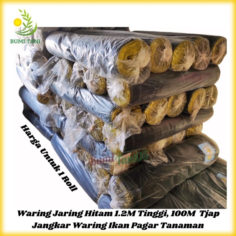 Waring Hitamm Jaring Pagarr Tanaman Keramba Ikan Tinggi 1.2M Panjang 100M 1 Roll Single