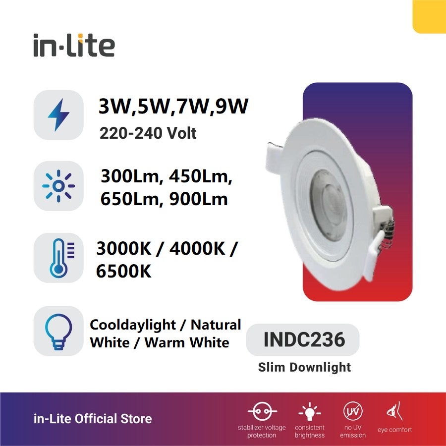 Inlite Spotlight INDC236 3W 5W 7W 9W Lampu Led 3 5 7 9 Watt Halogen Spot