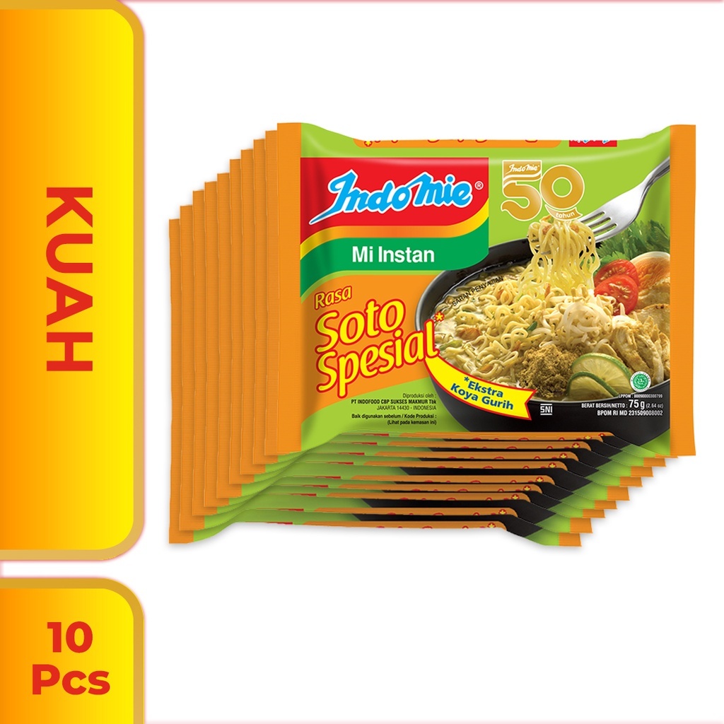 

Mi Instan Indomie Soto Spesial 75g - 10 Pcs