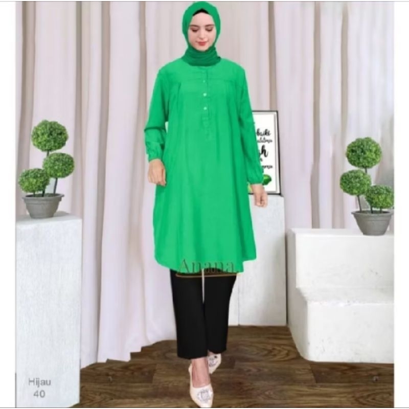 TUNIK VISCOSE POLOS JUMBO WARNA HIJAU DAUN