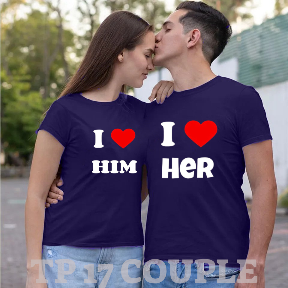 COD-BAJU KAOS PASANGAN LENGAN PENDEK-HIMHER-KAOS COUPLE MOTIF PRINT SABLON-COUPLE TRENDY-COUPLE BAGU