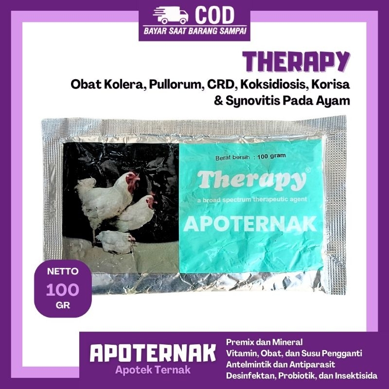 THERAPY 100 GRAM MEDION - Therapy Ayam - Obat Ayam Antibiotik Ayam Obat Crd Koksi Coryza Snot Flu Ay