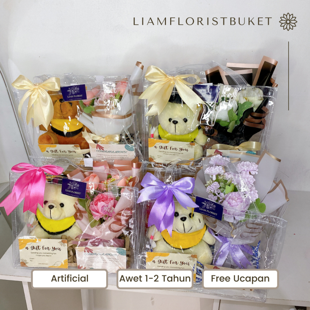 HAMPERS BUKET TAS BONEKA/BUKET TAS TRANSPARAN/BUKET TENTENG BONEKA/BUKET TAS BUNGA/WISUDA BIRTHDAY