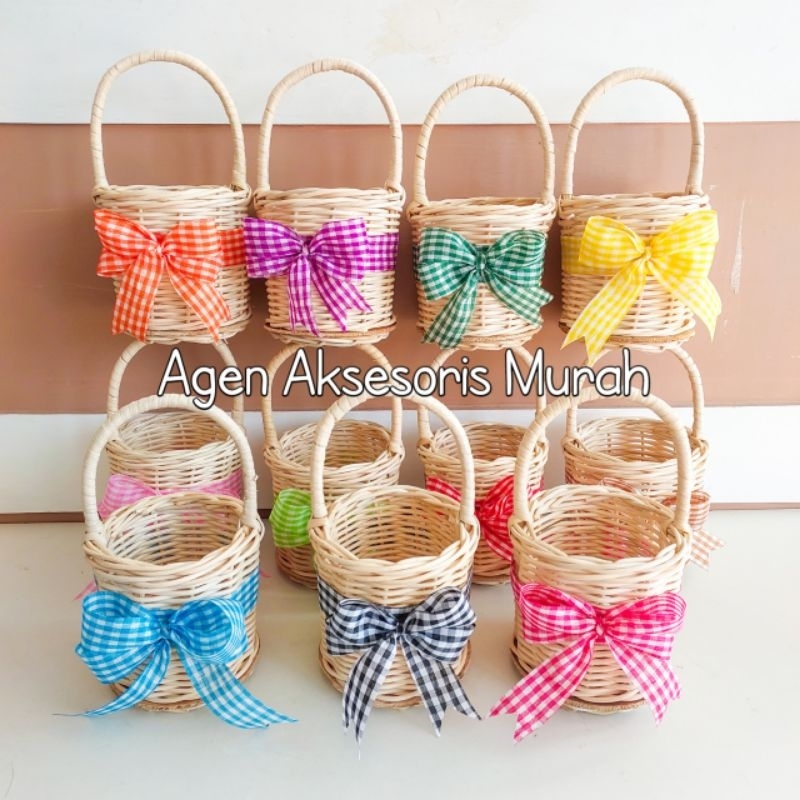 Keranjang Rotan Kecil Free Pita Keranjang Telur