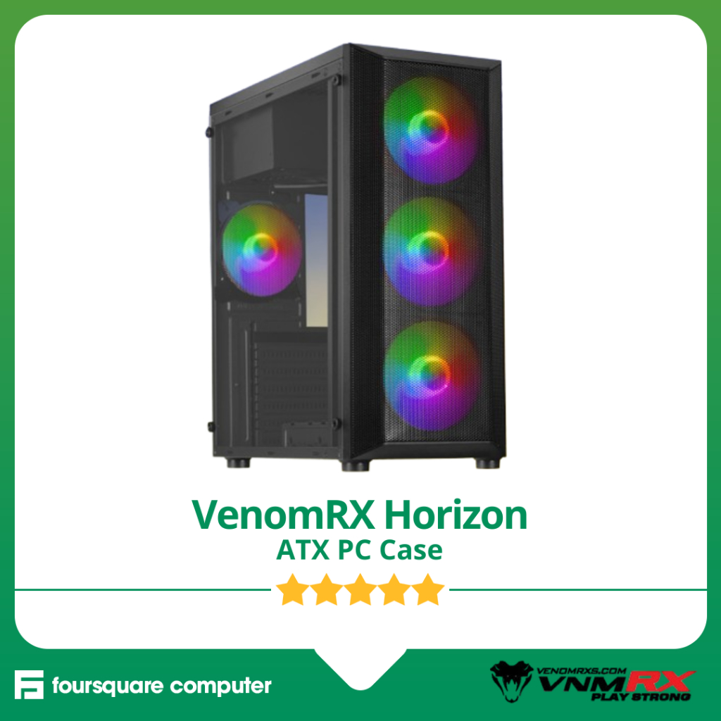 VenomRX Horizon + 4x RGB Fan | PC Casing ATX | CPU PC Case Gaming