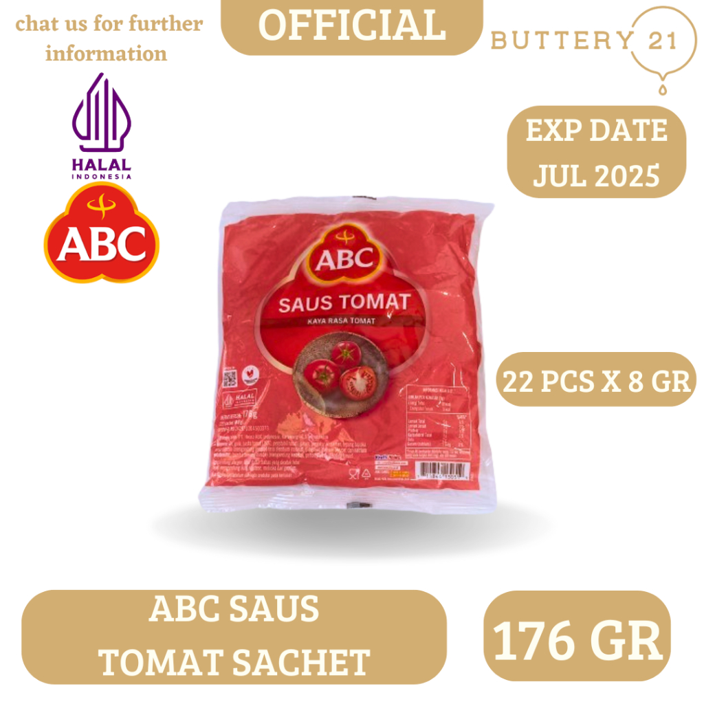 

ABC SAUS TOMAT 22 SACHET X 8 GR/SAUS TOMAT SAHSET/SAUS TOMAT KEMASAN KECIL