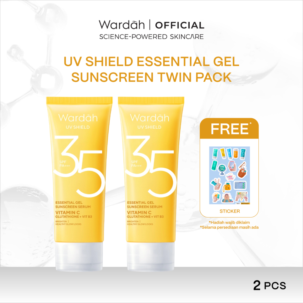 Wardah UV Shield Essential Sunscreen Gel SPF 35 PA +++ 40 ml Twinpack - Sunscreen Wajah 0% Alkohol -