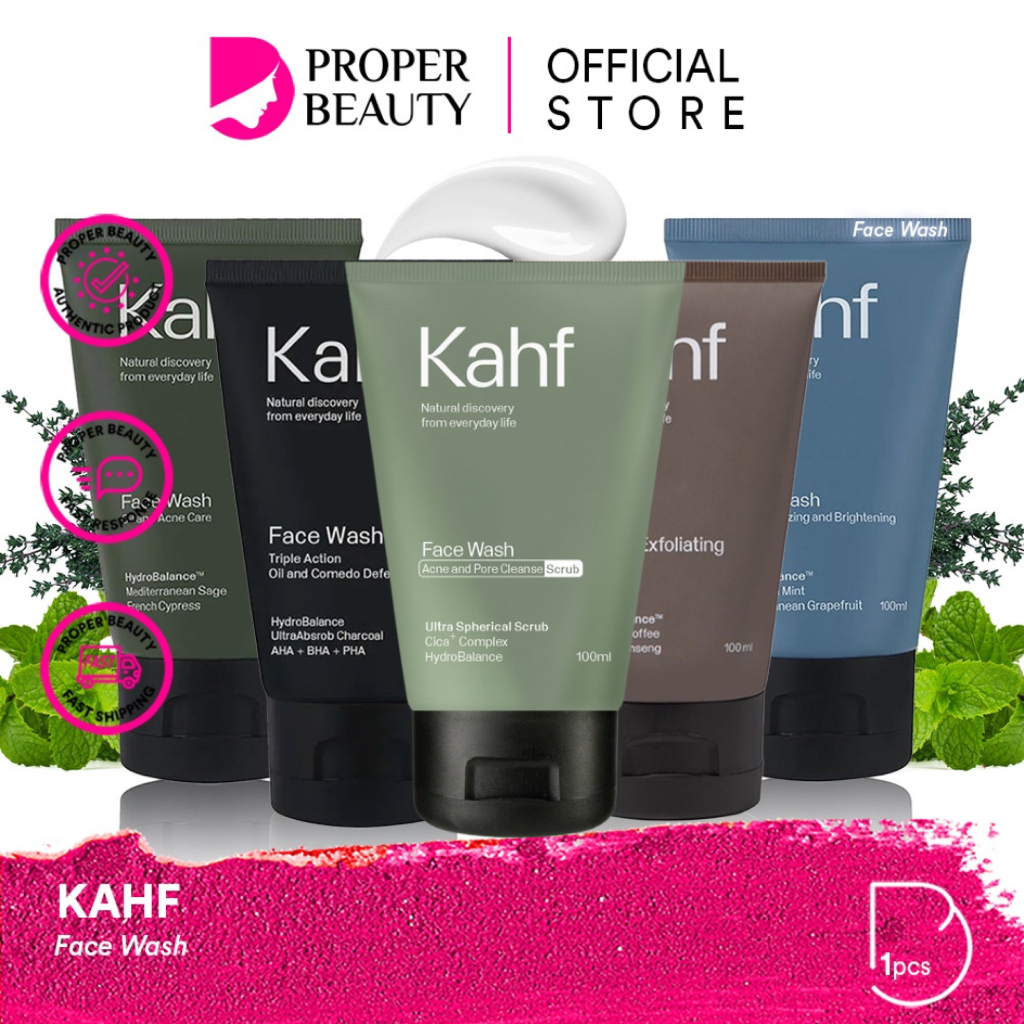 KAHF Face Wash Indonesia / Sabun Wajah Pria 100ml / Skin Energizing And Brightening Triple Action Oi