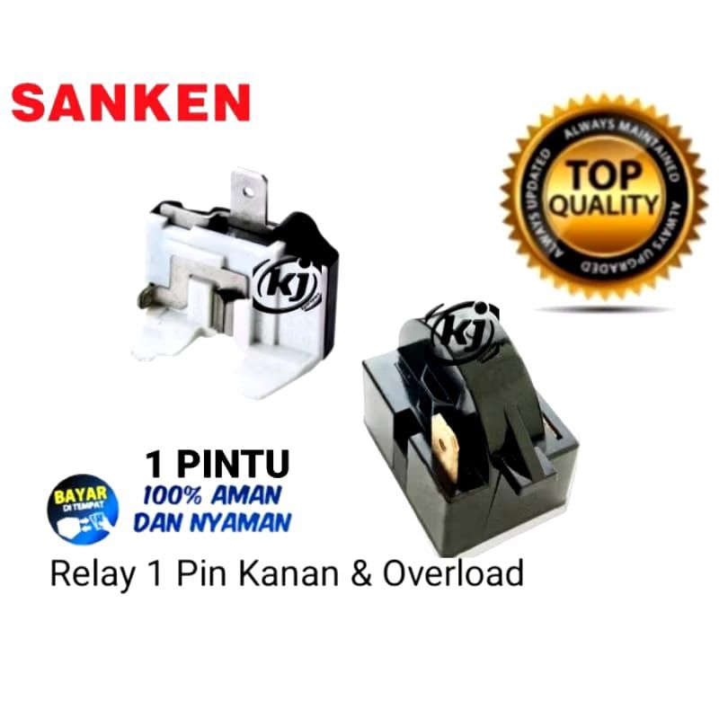 RELAY PTC DAN OVERLOAD ORI TOSHIBA DAN SANKEN UNTUK KULKAS 1  DAN 2 PINTU # RELAY 1 PIN KANAN # RELA