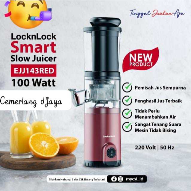 Lock N Lock SLow Juicer Smart Locknlock Smart Slow Juicer Pemisah Jus EJJ143RED EJJ 143 EJJ-143 Gara