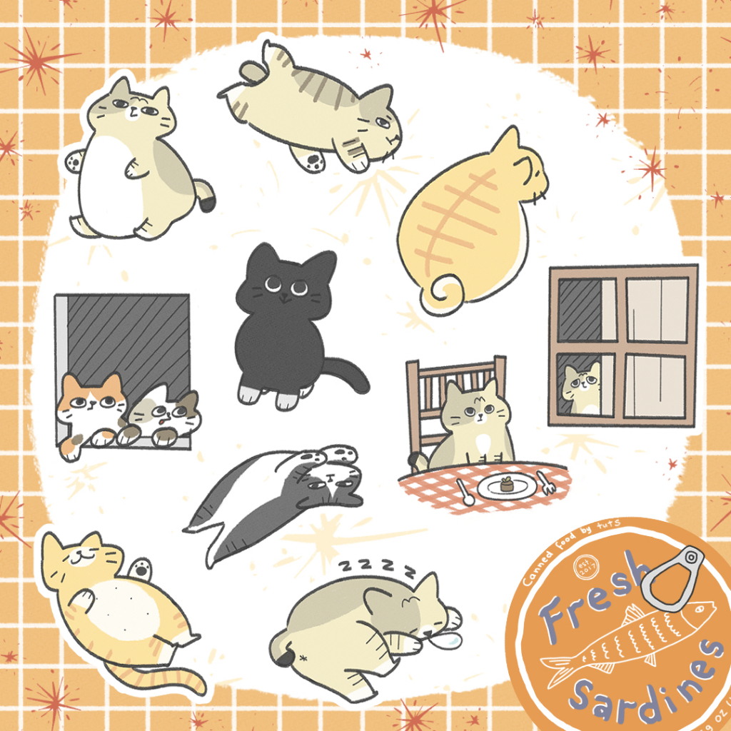 

NEW VERSION Fresh Sardines Sticker Pack (Sticker kucing lucu)