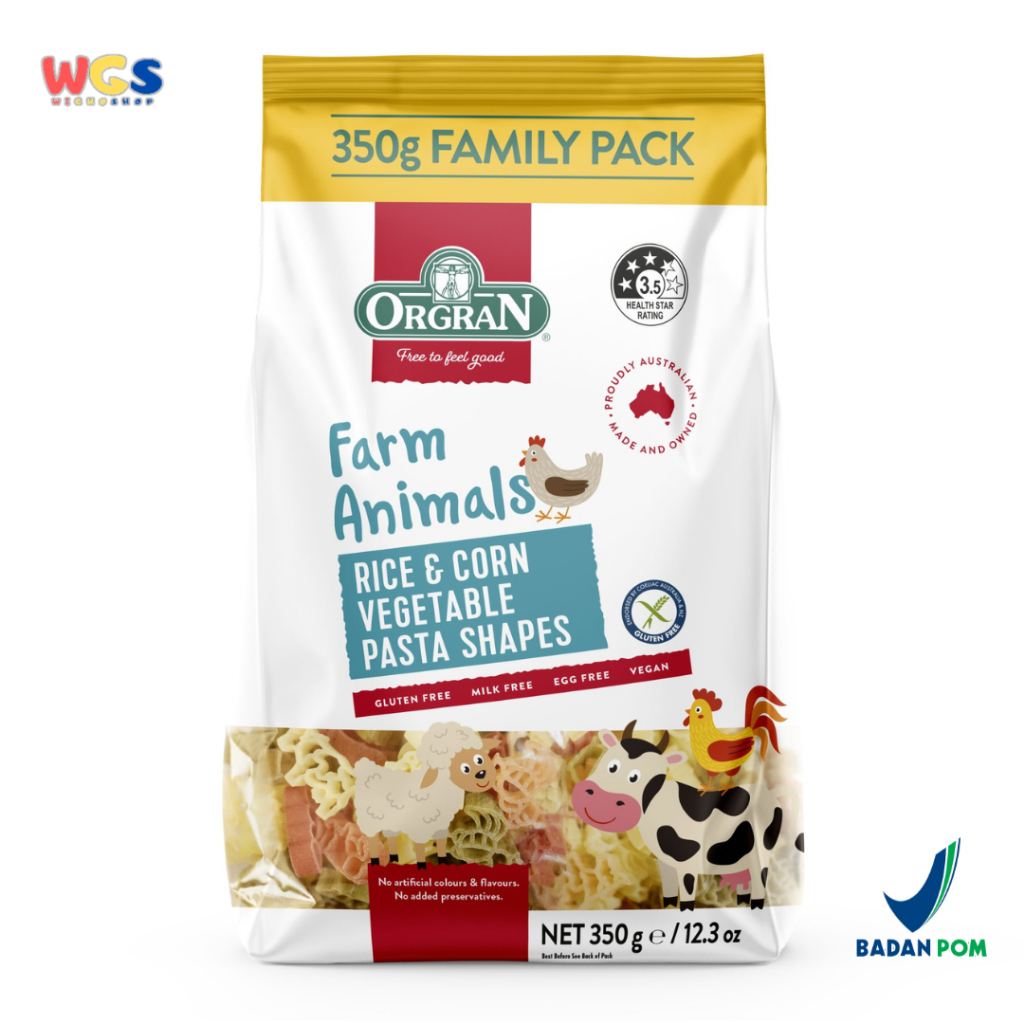 

ORGRAN Rice & Corn Vegetable Pasta Shapes Gluten Free Farm Animals 350g