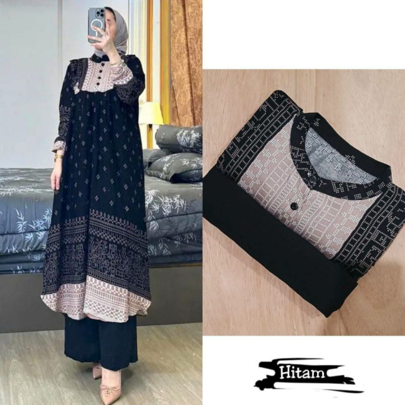 Setelan Tunik Denada Rayon Diamond Mix Crinkle Airflow