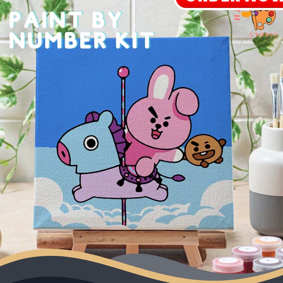 

LUAR BIASA Paint by number lukisan BTS VER 3 canvas 2x2 cm painting kit set melukis