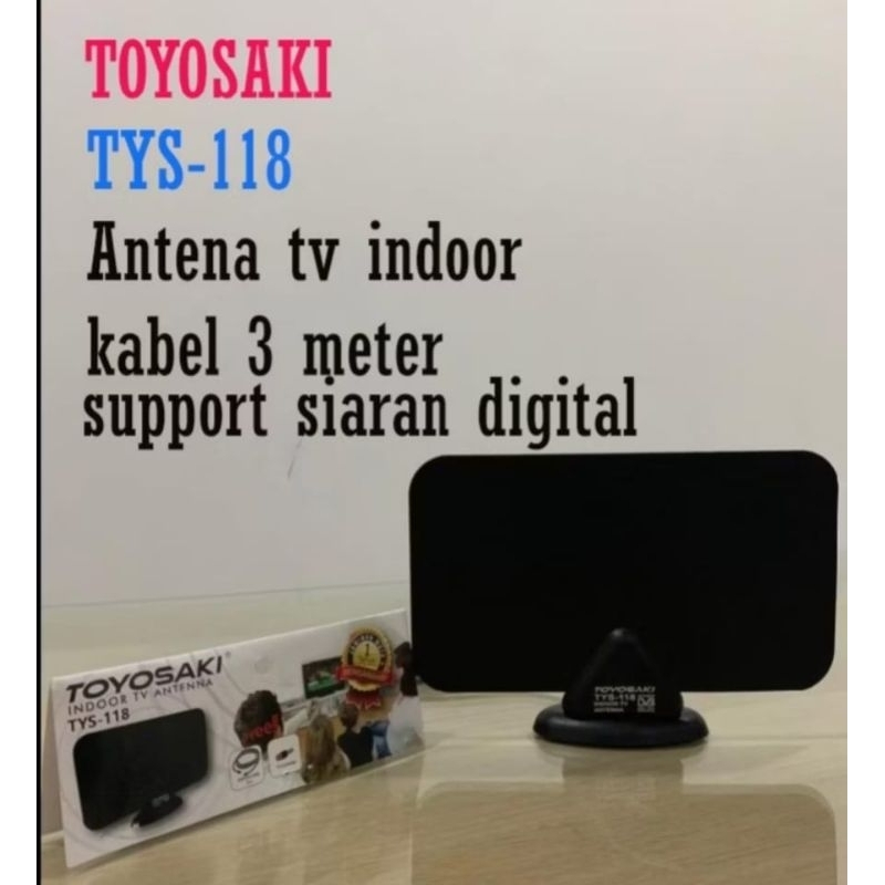 Antena dalam tv digital toyosaki TYS 118 kabel 3 m/antena digital toyosaki indoor