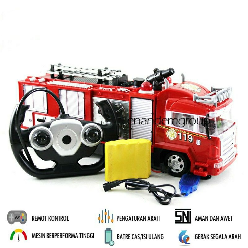 Rc Truk Pemadam Kebakaran Jumbo - Mainan Mobil Truck Fire Damkar Remot Anak Cowok