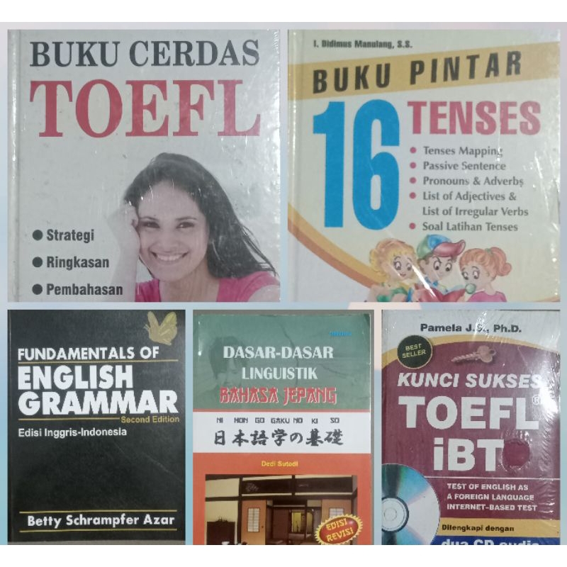 Buku bahasa fundamentals of English grammar,16 tenses,TOEFL ibt,dasar linguistik bahasa jepang,toefl