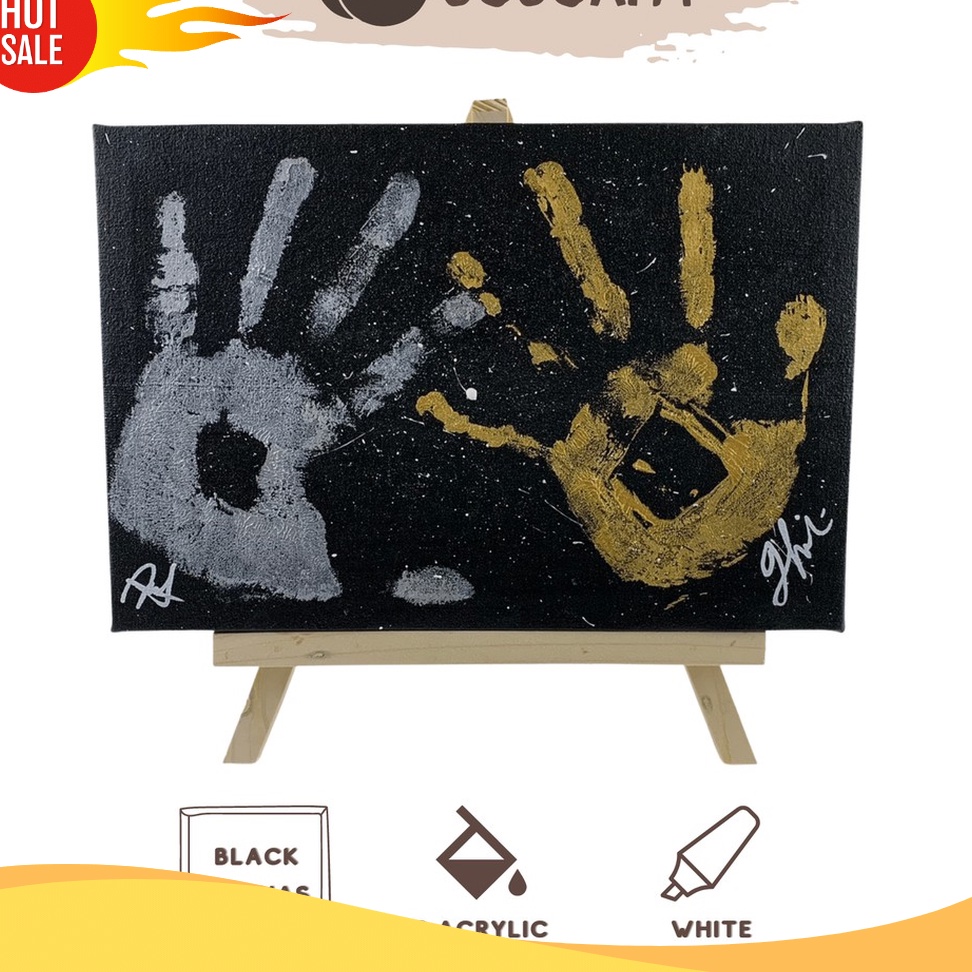 

MAKSIMAL DIY Hand Printing Kit Hand Painting Kit Couple Kanvas Cap Tangan Couple Canvas Lukis