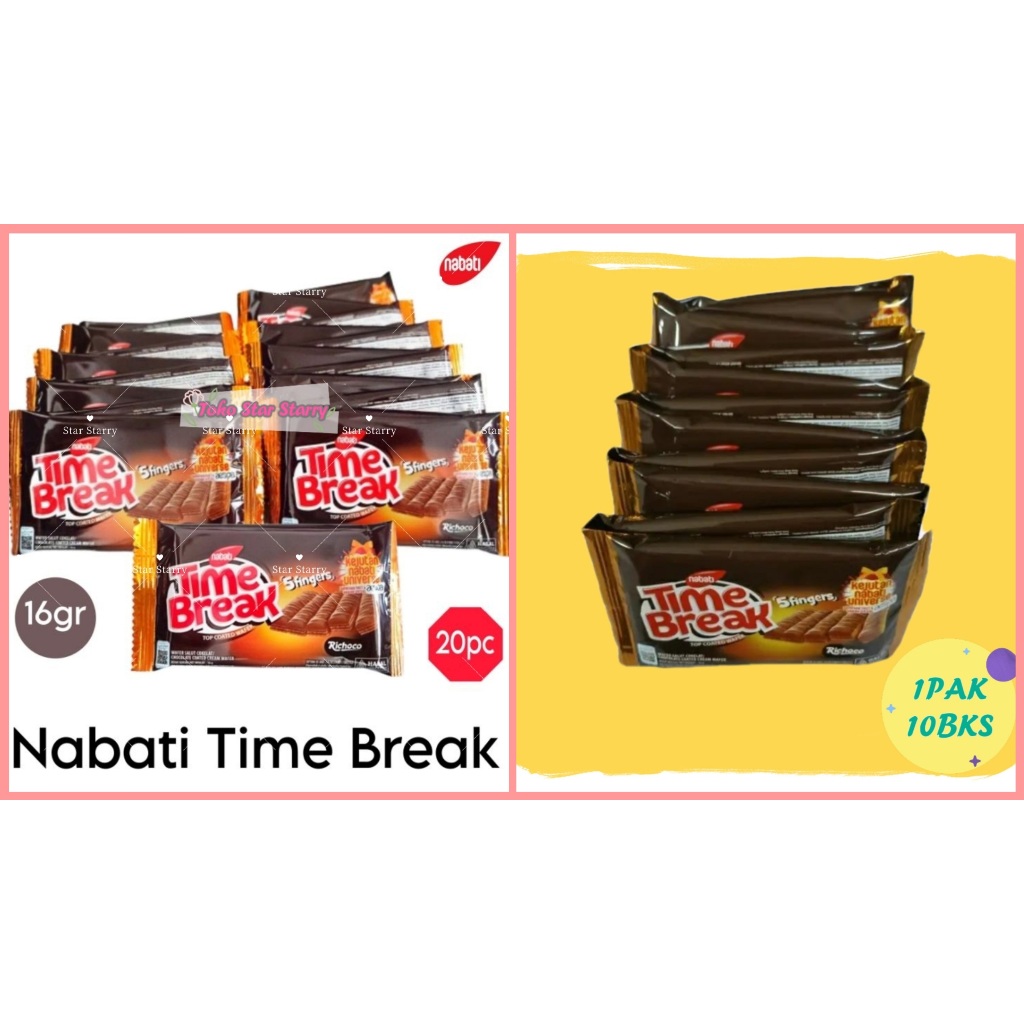 

[Per Pack] NABATI TIME BREAK COKLAT / BISKUIT TIME BREAK 5FINGERS COKELAT Wafer Coklat 1Pack = 20 bungkus Snack Viral Hala MUI