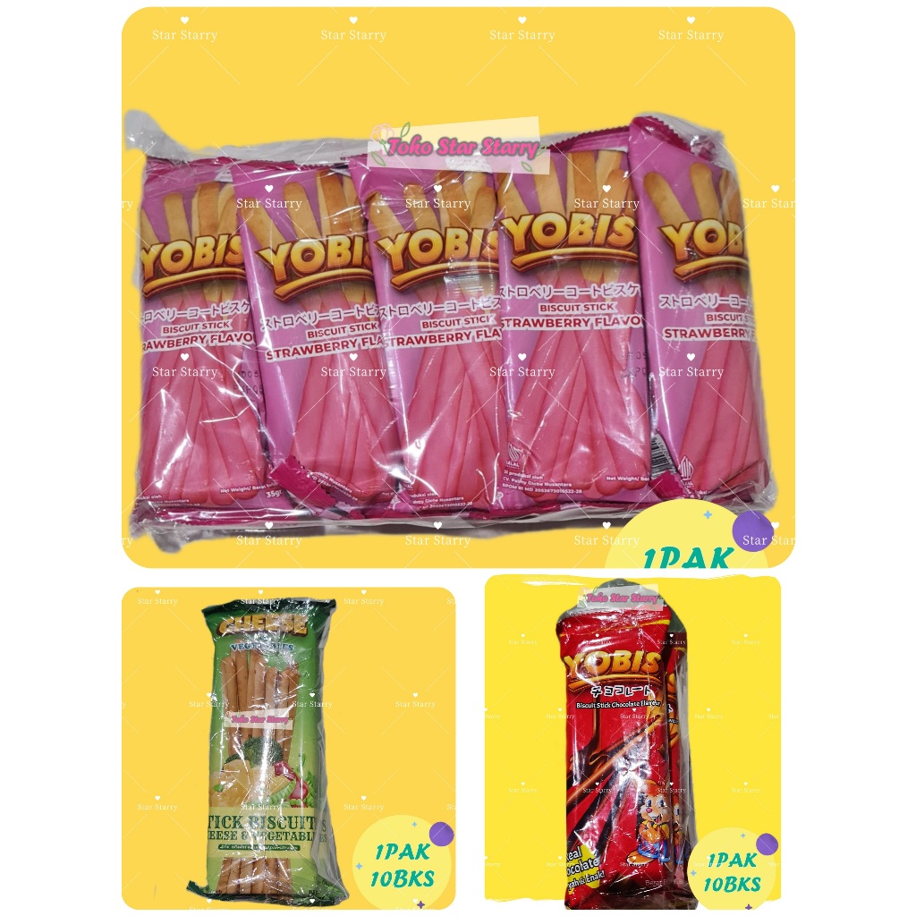 

[Per 1 Bungkus] Yobis Stick Coklat 30 - 35gr / Strawberry Snack Viral Hala MUI Stik Pocky Murah