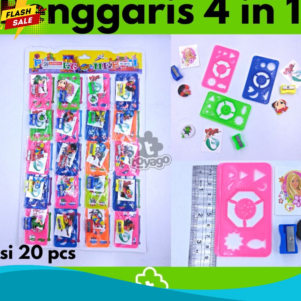 

EKSTRA PROMO Penggaris Set 4 in 1 Penggaris Set Lembaran isi 2 Pcs Grosir Murah penggaris 4 in 1 layar 2 toyago toys