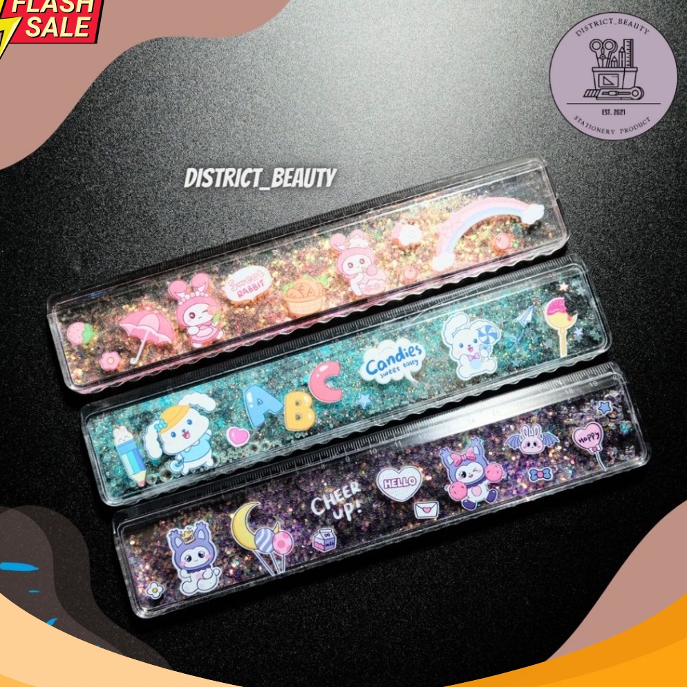 

SUPER PENGGARIS GLITTER AIR BUNNY PANJANG 2 CM GARISAN MANIK AIR VIRAL LUCU UNIK IMUT MOTIF KELINCI