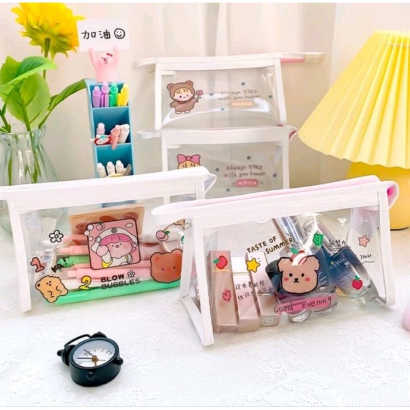 

[AJS] Pouch Mika Tempat Pensil Transparan Kawai Motif Sekolah