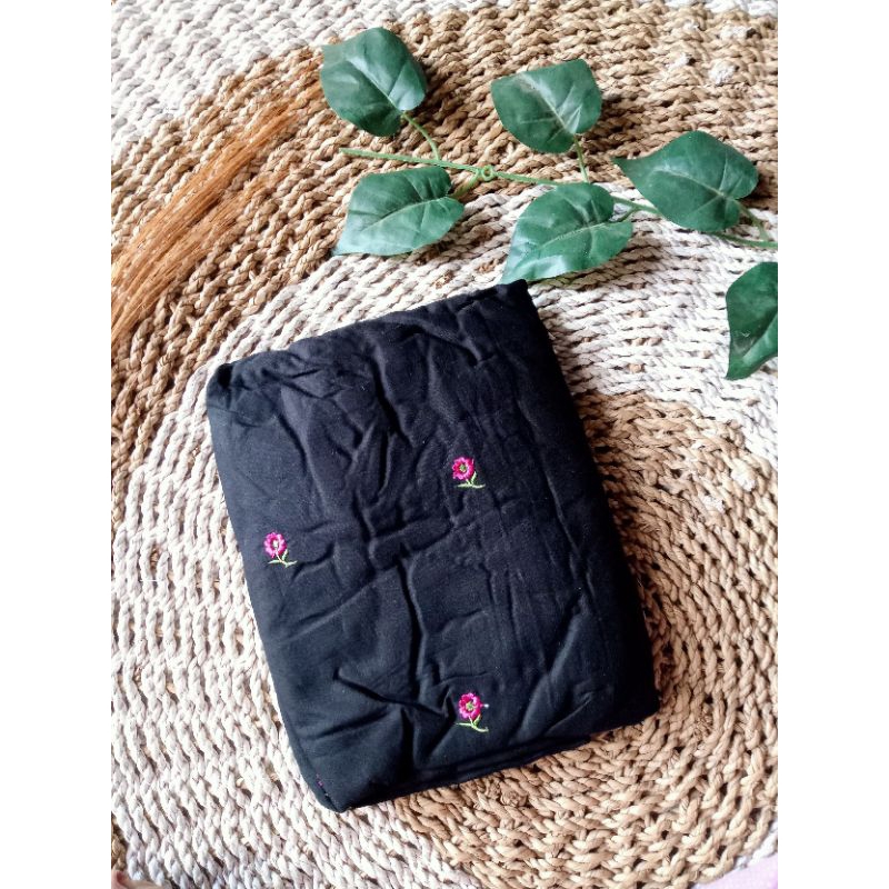 Mukena Terusan rayon bordir tabur warna hitam
