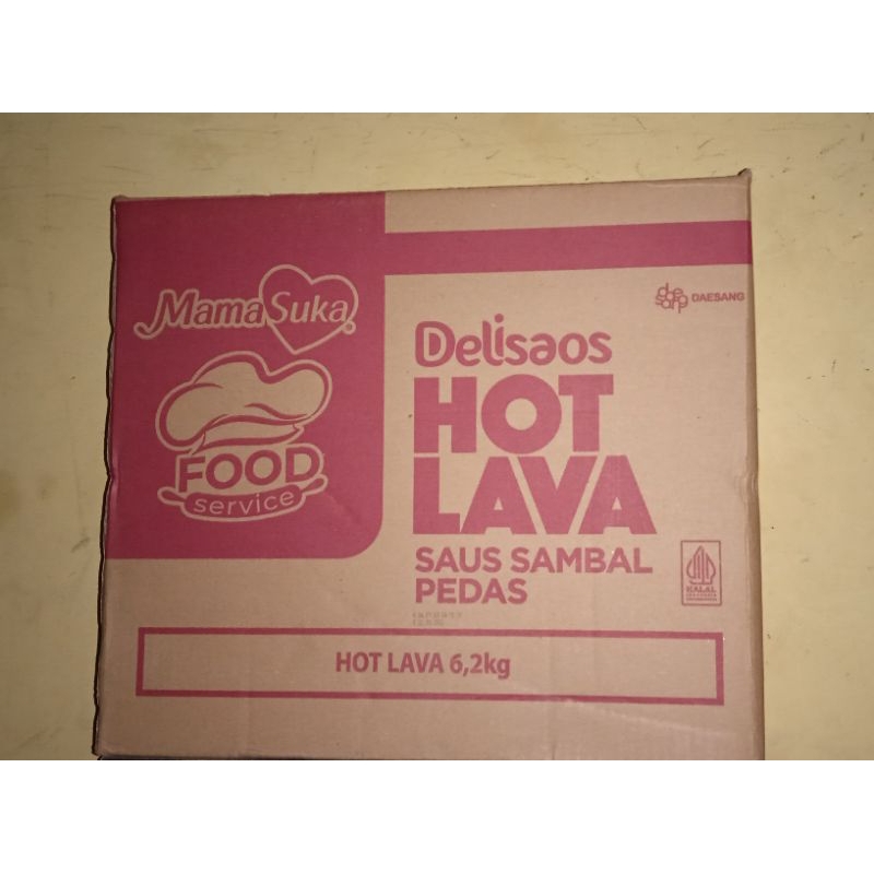 

MamaSuka - Delisaos Saus Sambal Pedas Hot Lava Derigen @ 6, 2 kg (1 Dus / Box)