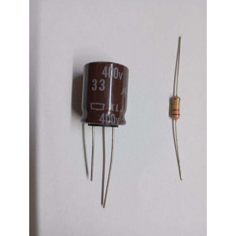 elco 400v 33uf dan resistor 220ohm 2w