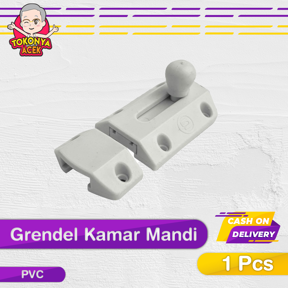 Grendel Slot Pintu PVC - Kunci Pintu Kamar Mandi Plastik