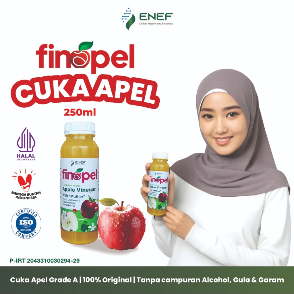 FINAPEL 250 Ml - Cuka Apel Original Untuk Diet Kolesterol Diabetes dan Detoks