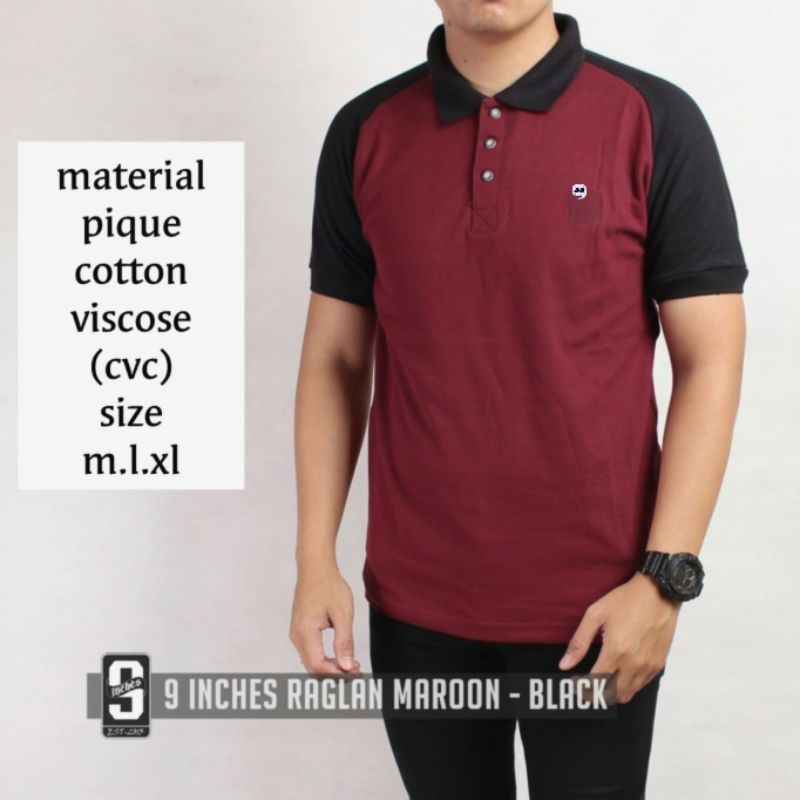 JnS - Baju Kaos Kerah Polo Shirt Kombinasi Raglan Premium Original 9 inches Wangki Pria Wanita