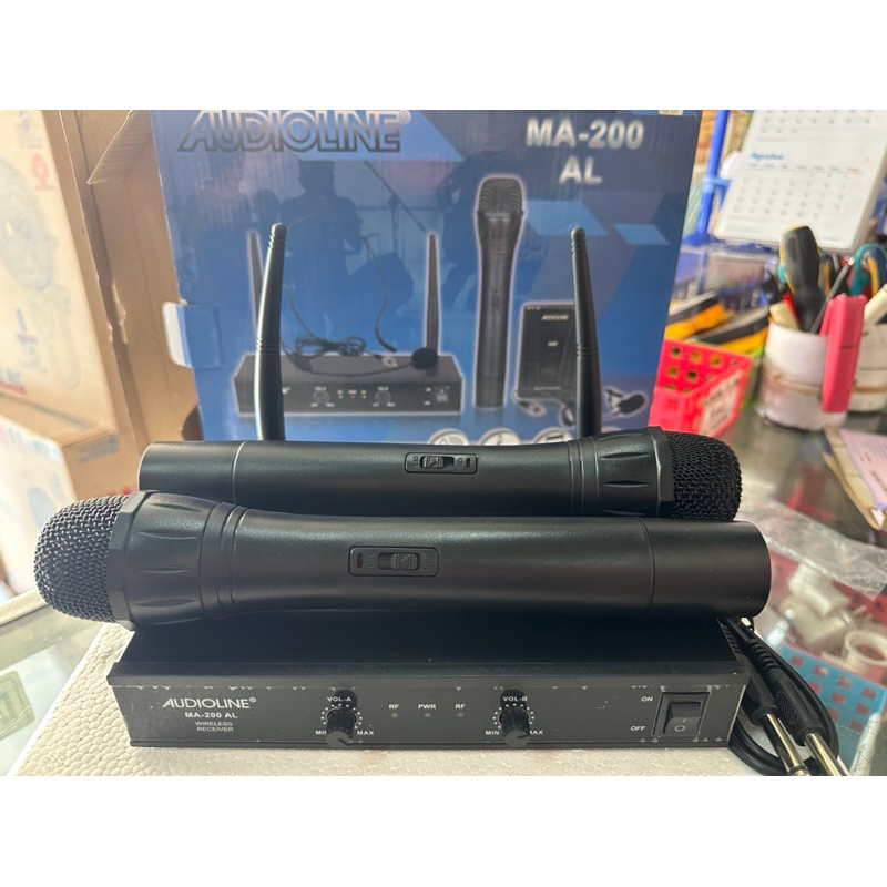 Mic wireless Audioline MA-200AL1. isi 2 microphone pegang tangan
