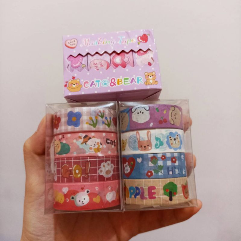

[Random 1pcs] Washi Tape/ Selotip Kertas Motif Besar Korean Bear 1CM/ Masking Tape Lucu