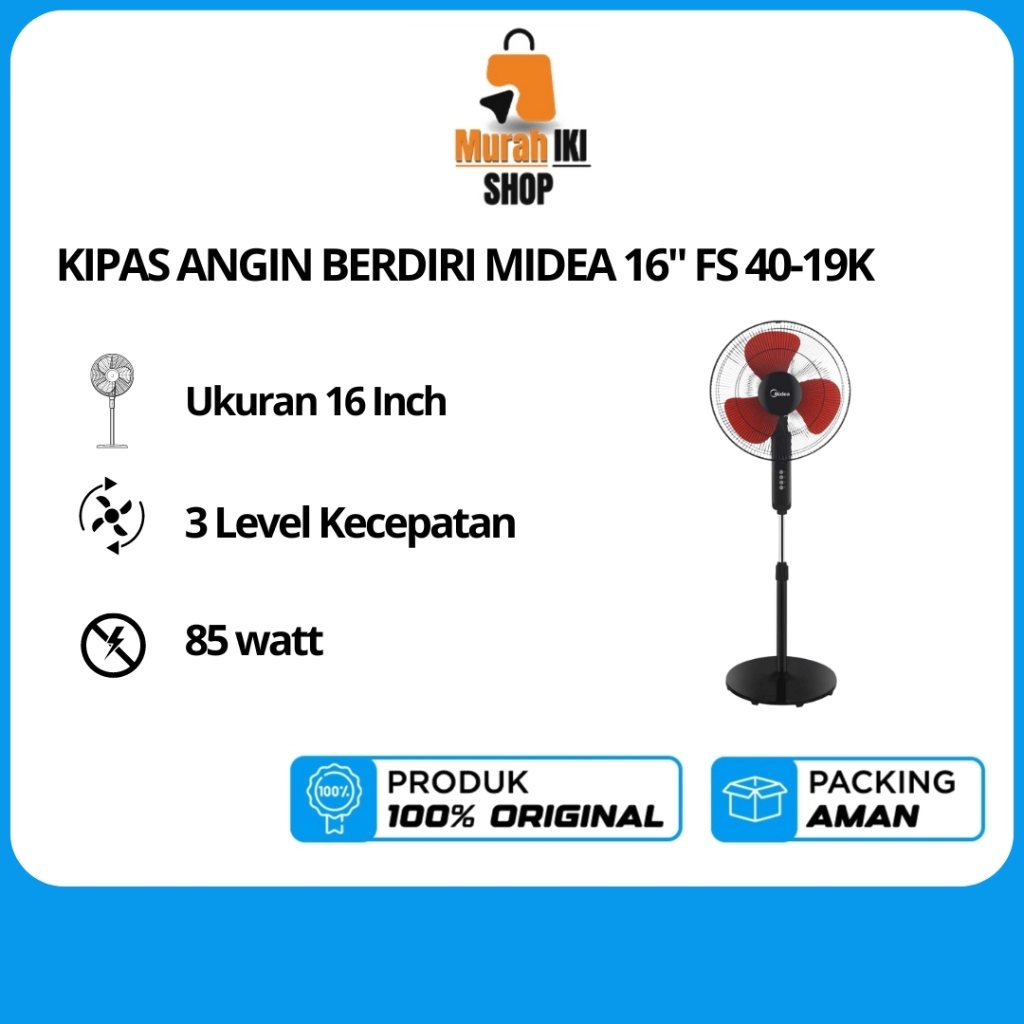 KIPAS ANGIN BERDIRI MIDEA 16" FS 40-19K
