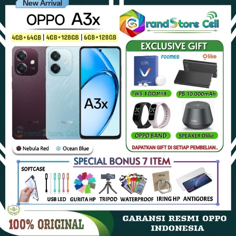 OPPO A3X RAM 4/64GB | OPPO A 3X RAM 4/128GB | OPPO A3 X RAM 6/128GB GARANSI RESMI OPPO INDONESIA